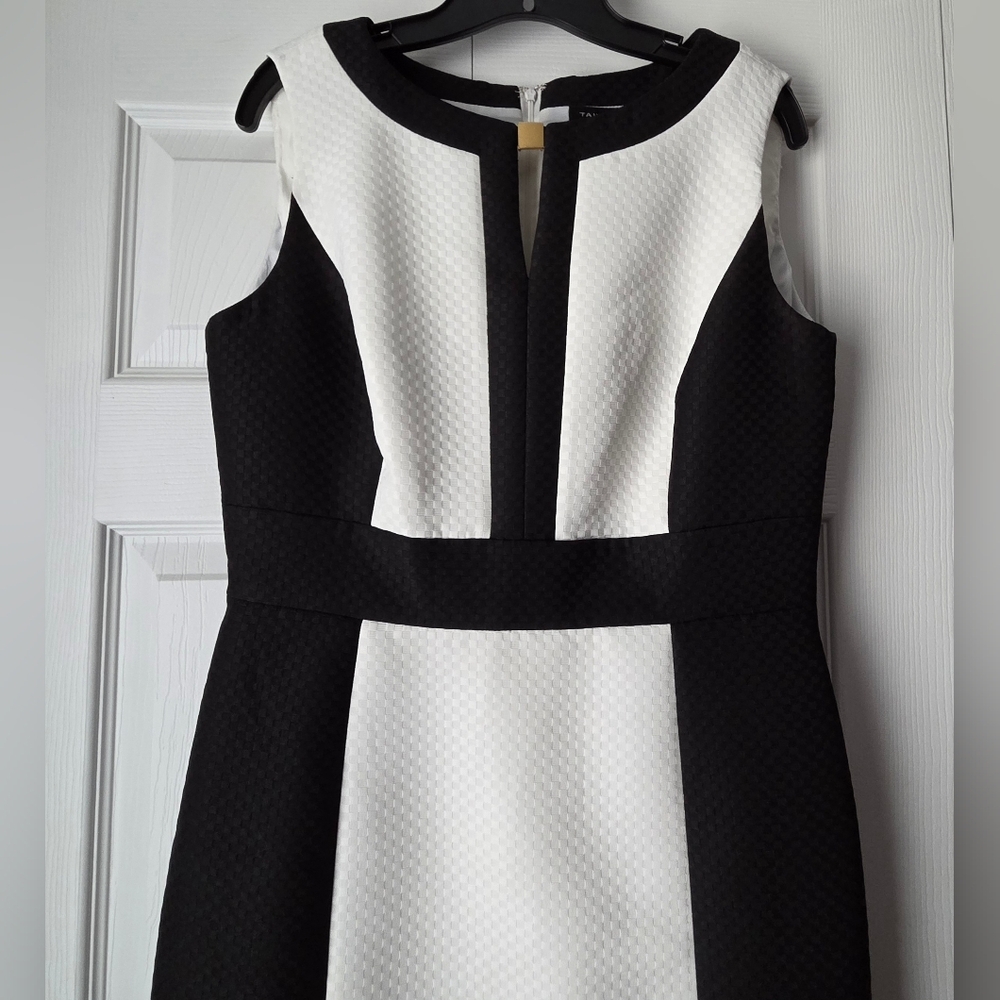 Tahari-Levine Studio Black and White Sleeveless Colorblock Mini Dress Size 10 - Picture 3 of 13